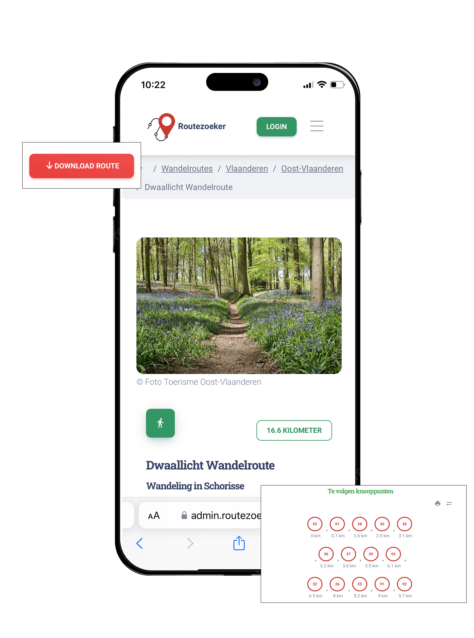 Routezoeker op mobiel